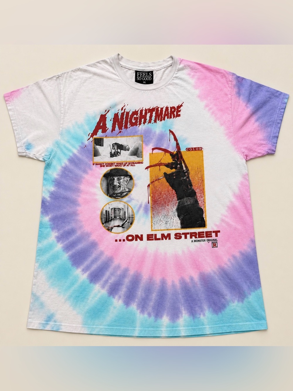 Nightmare on Elm Street Freddy Krueger Tie Dye Graphic Tee XL Horror Y2K